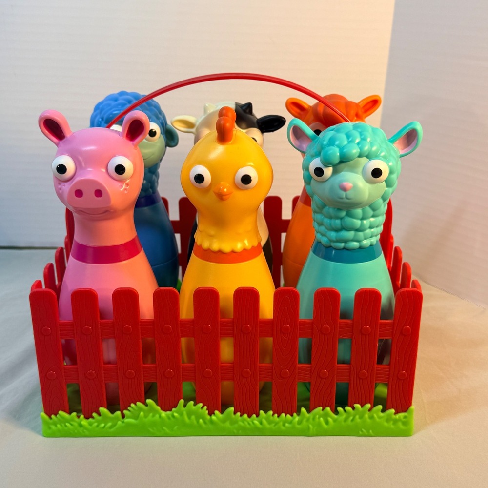 Toddler Farm Animal Bowling Set 6 Pins with Carrying Caddy Caddy Multi-Color